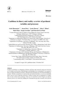 Behaviour–56  brill.com/beh Review Coalitions in theory and reality: a review of pertinent