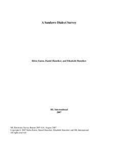 Microsoft Word - ESR 193 Sandawe dialect survey report.doc