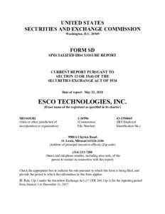 UNITED STATES SECURITIES AND EXCHANGE COMMISSION Washington, D.CFORM SD SPECIALIZED DISCLOSURE REPORT