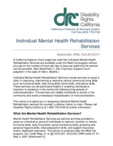 Individual Mental Health Rehabilitation Services