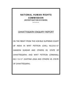 NATIONAL HUMAN RIGHTS COMMISSION (INVESTIGATION DIVISION) ******