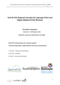 End-Of-Life Disposal Concepts for Lagrange-Point and HEO Missions