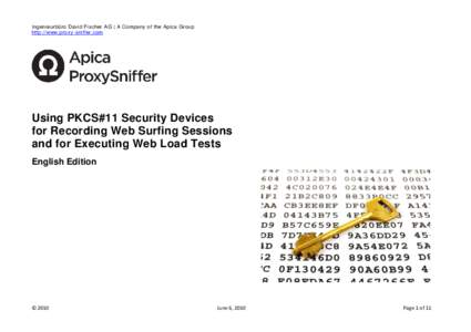 Ingenieurbüro David Fischer AG | A Company of the Apica Group http://www.proxy-sniffer.com Using PKCS#11 Security Devices for Recording Web Surfing Sessions and for Executing Web Load Tests
