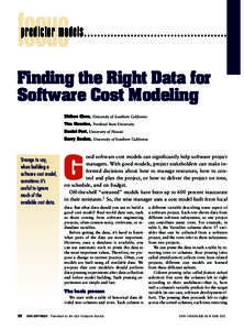 focus  predictor models Finding the Right Data for Software Cost Modeling