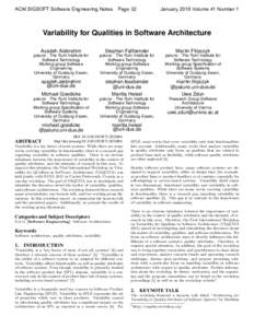 ACM SIGSOFT Software Engineering Notes  Page 32 January 2016 Volume 41 Number 1