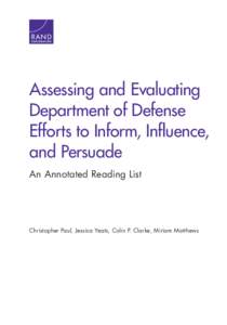 Assessing and Evaluating Department of Defense Efforts to Inform, Influence, and Persuade: An Annotated Reading List