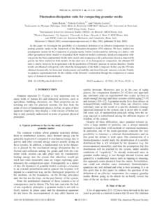 PHYSICAL REVIEW E 66, 011310 共2002兲  Fluctuation-dissipation ratio for compacting granular media Alain Barrat,1 Vittoria Colizza,2,3 and Vittorio Loreto3 1