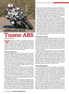MODEL EVALUATION  Aprilia’s 2014 Tuono ABS by Bruce Steever