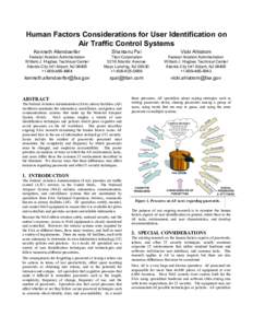 Human Factors Considerations for User Identification on Air Traffic Control Systems Kenneth Allendoerfer Shantanu Pai