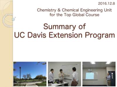 Chemistry & Chemical Engineering Unit for the Top Global Course  Summary of