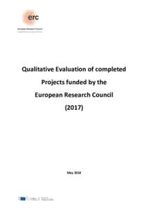 Qualitative Evaluation of completed Projects funded by the European Research CouncilMay 2018