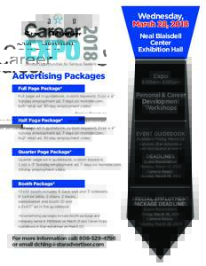 2018 Advertising Packages Quarter Page Package* Quarter page ad in guidebook, custom keyword,