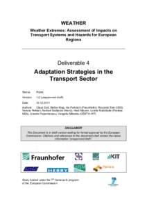 WEATHER Weather Extremes: Assessment of Impacts on Transport Systems and Hazards for European Regions  Deliverable 4
