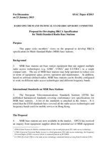 For Discussion on 23 January 2013 SSAC Paper[removed]RADIO SPECTRUM AND TECHNICAL STANDARDS ADVISORY COMMITTEE