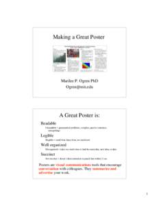 Making a Great Poster  Marilee P. Ogren PhD   A Great Poster is: