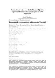 Syntax / Linguistic typology / Lexical functional grammar / Voice / Grammatical relation / Passive voice / Subject / Antipassive voice / Active voice / Linguistics / Thematic roles / Theta role