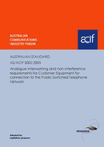 AUSTRALIAN STANDARD AS/ACIF S002:2005 Analogue interworking and non-interference