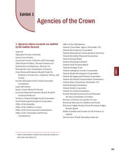 Exhibit 1: Agencies of the Crown