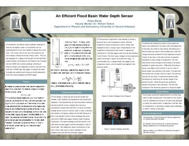 An Efficient Flood Basin Water Depth Sensor Petey Bland Faculty Mentor: Dr. William Slaton Department of Physics and Astronomy, University of Central Arkansas  For this particular experiment it was decided to include a