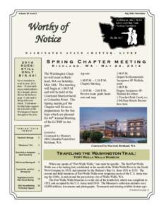 May 2014 Newsletter  Volume 15, Issue 2 Worthy of Notice