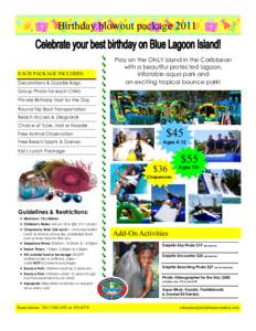Birthday blowout packageEACH PACKAGE INCLUDES: Decorations & Goodie Bags  Play on the ONLY island in the Caribbean