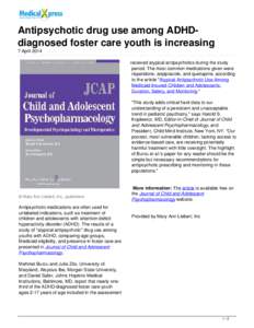 Antipsychotic drug use among ADHD-diagnosed foster care youth is increasing