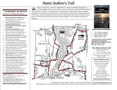 Mystic Seafarer’s Trail “7 WONDERS* OF MYSTIC & other great sites (map not to scale.