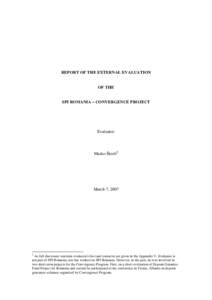 REPORT OF THE EXTERNAL EVALUATION