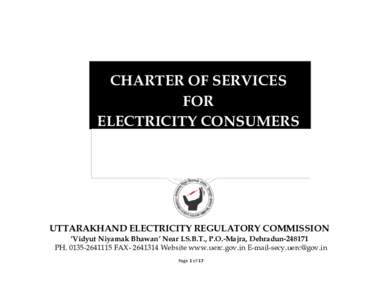 CHARTER OF SERVICES FOR ELECTRICITY CONSUMERS CITIZEN CHARTER