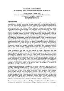 Content and Context Autonomy and conflict settlement in Sudan Martin Ottmann & Stefan Wolff