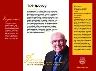 Jack Rooney Professor Emeritus Experience Cooley Law School has a faculty that has