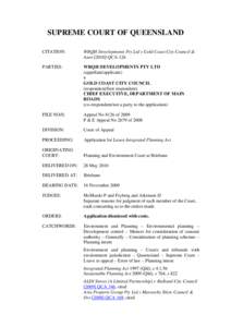 SUPREME COURT OF QUEENSLAND CITATION: WBQH Developments Pty Ltd v Gold Coast City Council & AnorQCA 126