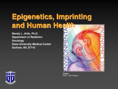 Epigenetics, Imprinting and Human Health Randy L. Jirtle, Ph.D. Department of Radiation Oncology Duke University Medical Center