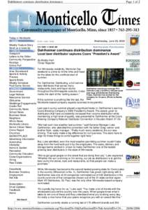 Dahlheimer continues distribution dominance  Page 1 of 2 Today in Monticello home : news : news