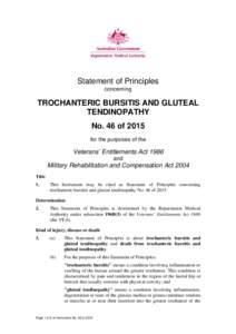 Statement of Principles concerning TROCHANTERIC BURSITIS AND GLUTEAL   TENDINOPATHY