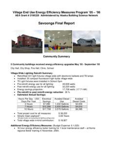 Village End Use Energy Efficiency Measures Program ’05 – ’06