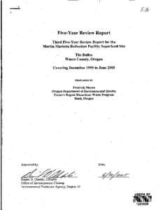 Third Five Year Review Report for the Martin Marietta Reduction Facility Superfund Site