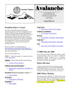 Avalanche The The official newsletter of the Cascade Chapter of the Health Physics Society.  David Gillette, RSO, LSO