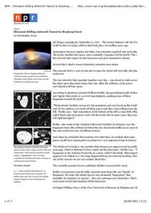NPR : Dinosaur-Killing Asteroid Traced to Breakup ...  http://www.npr.org/templates/story/story.php?stor... September 18, 2007