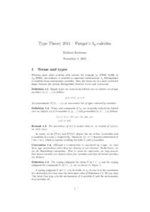 Type Theory 2011 – Parigot’s λµ-calculus Robbert Krebbers November 1, 2011 1