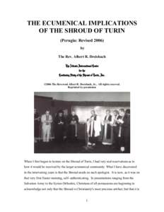 THE ECUMENICAL IMPLICATIONS OF THE SHROUD OF TURIN
