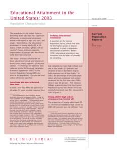 Educational Attainment in the United States:  2003