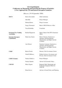 List of participants «Conference on Measuring and Fostering the Progress of Societies: A New Approach for CIS and Eastern European Countries» (Moscow, 29-30 September[removed]Enrico Giovannini