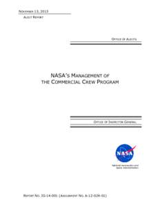 NOVEMBER 13, 2013 AUDIT REPORT OFFICE OF AUDITS  NASA’S MANAGEMENT OF