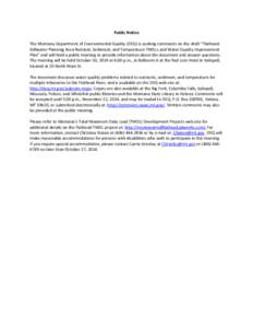 Public Notice for Flathead-Stillwater 2014 TMDL Document