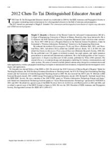 5508  IEEE TRANSACTIONS ON ANTENNAS AND PROPAGATION, VOL. 60, NO. 12, DECEMBERChen-To Tai Distinguished Educator Award