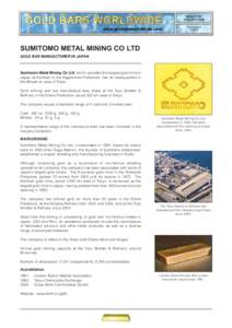 Sumitomo Group / Precious metals / Keiretsu / Gold / Silver / Gold bar / Good Delivery / Mining / Rand Refinery
