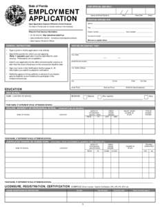 State of Florida  FOR OFFICIAL USE ONLY EMPLOYMENT APPLICATION