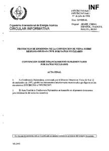 INFCIRC/566/Add.1 and INFCIRC/567/Add.1 - Protocol to Amend the Vienna Convention on Civil Liability for Nuclear Damage and Convention on Supplementary Compensation for Nuclear Damage - Final Act - Spanish