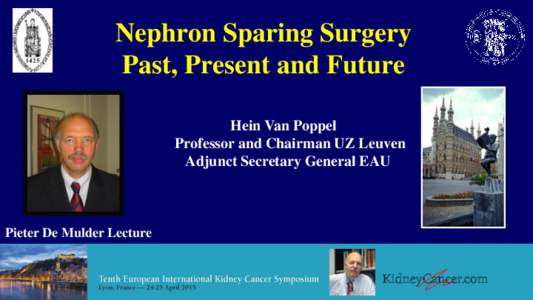 Nephron Sparing Surgery Past, Present and Future Hein Van Poppel Professor and Chairman UZ Leuven Adjunct Secretary General EAU